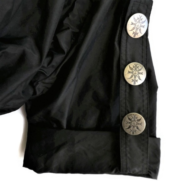 SiLK Thomas Wylde Black Jacket Coat Designer Etched Silver Hardware Snap Zip 6 - Picture 4 of 8